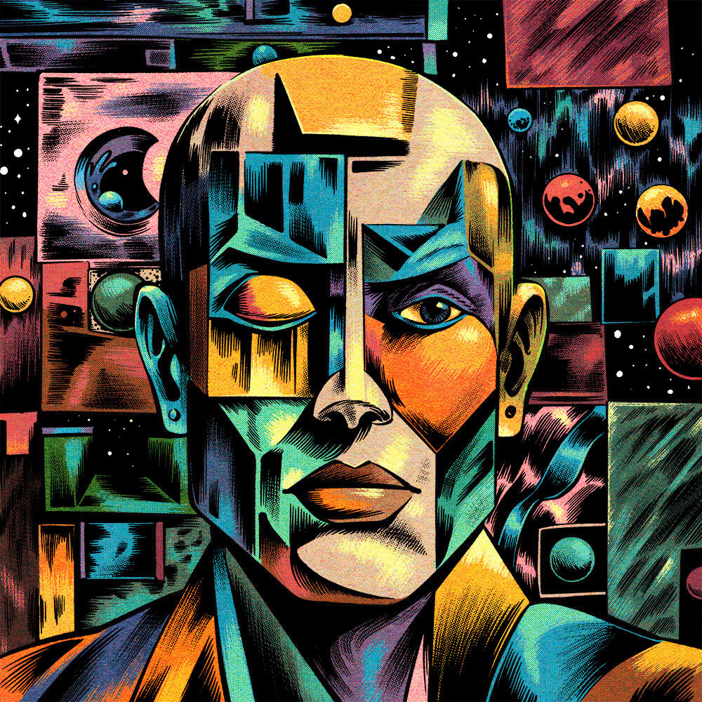 Screen print-ready album illustration, designed for bold, tactile, and visually striking presentation.